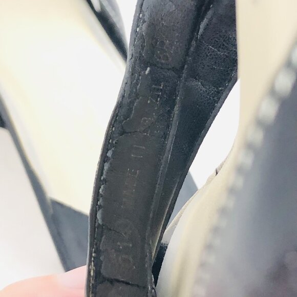 Talbots Sandal Womens 6B Black Leather Strappy Mid Kitten Heel Open Toe Slip On - Picture 10 of 12